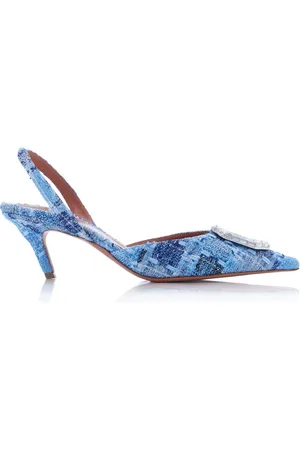 Amina Muaddi Camelia Tweed Slingback Pumps - - IT 36 - Moda Operandi