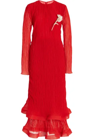 Erdem Plissé Midi Dress - - UK 10 - Moda Operandi