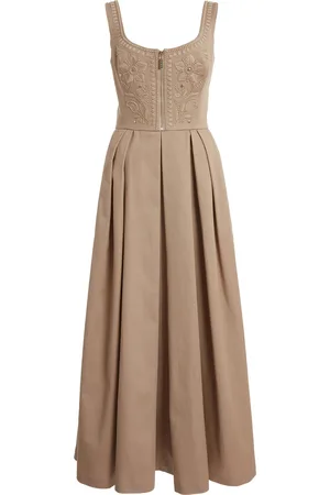 Elie saab Embroidered Gabardine Midi Dress - - FR 38 - Moda Operandi