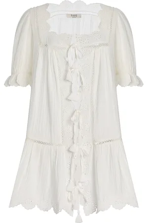 SEA Mae Eyelet Cotton Mini Coverup Dress - - L - Moda Operandi