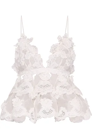ZIMMERMANN Crush Embroidered Linen-Silk Tank Top - - 0 - Moda Operandi