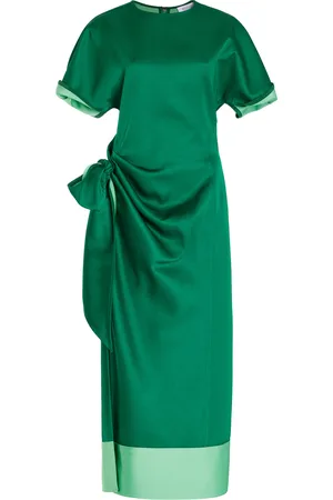 Rosie Assoulin Sash & Slit Tie-Detailed Satin Midi Dress - - US 0 - Moda Operandi