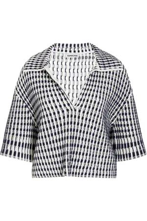 Simkhai Adley Cropped Gingham-Knit Polo Top - - XS - Moda Operandi