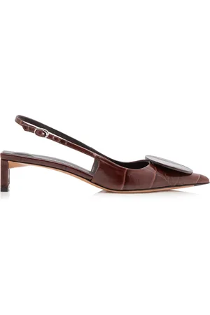 Jacquemus Duelo Embellished Croc-Effect Leather Slingback Pumps - - IT 36 - Moda Operandi