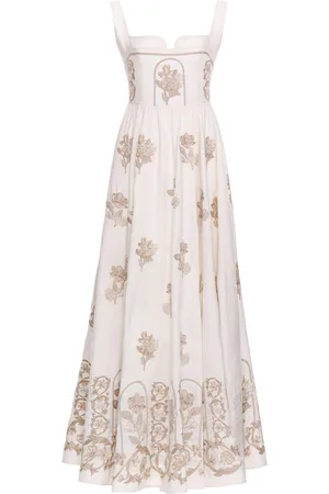 Agua by Agua Bendita Jaspe Embroidered Linen Maxi Dress - - XS - Moda Operandi