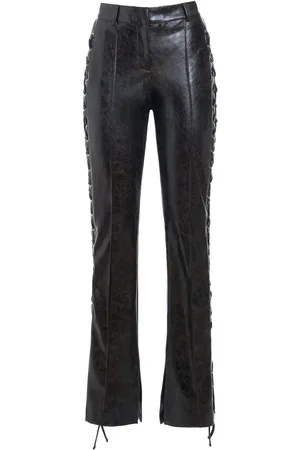 Des Phemmes Lace-Up Vegan Leather Flared Pants - - IT 40 - Moda Operandi