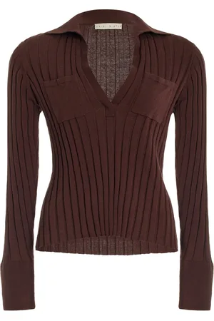 Usisi Sister Hannah Velvet-Detailed Ribbed-Knit Cotton Top - - XS - Moda Operandi