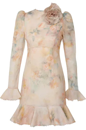 ZIMMERMANN Crush Flower-Detailed Linen-Silk Mini Dress - - 4 - Moda Operandi