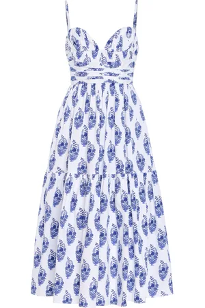 Carolina Herrera Exclusive Riviera Printed Cotton Midi Dress - - US 4 - Moda Operandi