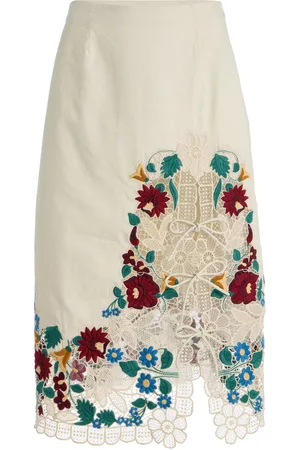 SEA Katharine Embroidered Cotton Midi Skirt - - US 6 - Moda Operandi