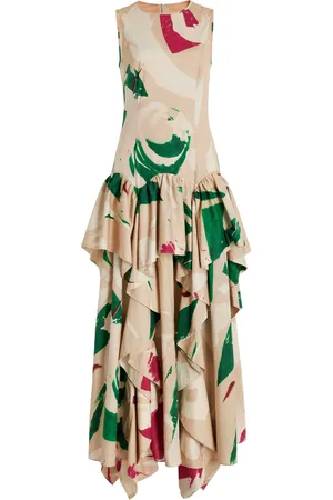 ULLA JOHNSON Mural Ruffled Cotton Poplin Maxi Dress - - US 2 - Moda Operandi