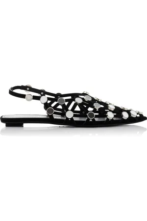The Attico Grid Embellished Suede Slingback Flats - - IT 36 - Moda Operandi