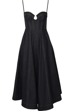 ZIMMERMANN Crush Denim Corset Midi Dress - - 1 - Moda Operandi