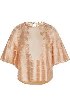 ULLA JOHNSON Marlo Ribbon-Embroidered Silk Top - - US 6 - Moda Operandi