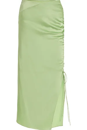 Alejandra Alonso Rojas Ruched Satin Midi Skirt - - US 2 - Moda Operandi