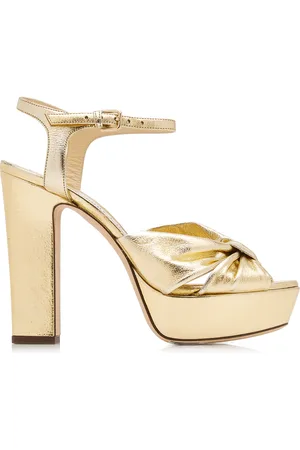 Jimmy Choo Heloise Metallic Leather Platform Sandals - - IT 40.5 - Moda Operandi