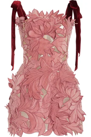 Oscar de la Renta Bow-Detailed Lace Mini Dress - - US 2 - Moda Operandi