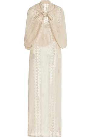 Albus Lumen Scarf-Detailed Cotton Crochet Maxi Dress - - AU 14 - Moda Operandi