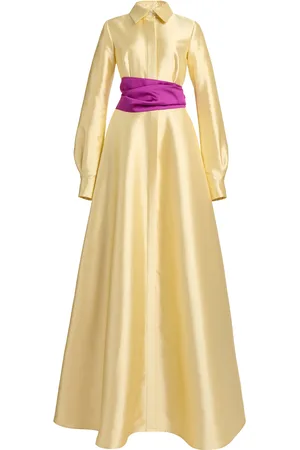 GRETA CONSTANTINE Xolani + Simon Silk-Wool Belted Gown - - US 2 - Moda Operandi