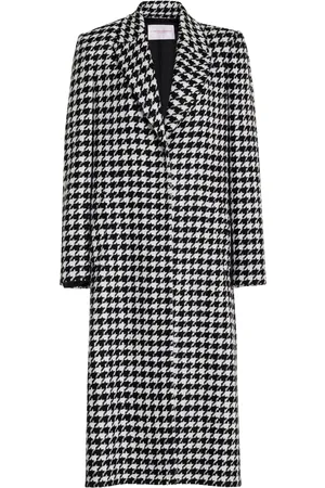 Carolina Herrera Houndstooth Linen-Blend Coat - Black/white - US 0 - Moda Operandi