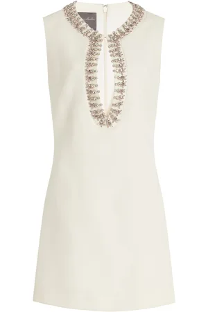 MONIQUE LHUILLIER Jeweled Wool-Silk Mini Dress - - US 0 - Moda Operandi