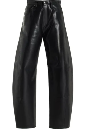 AGOLDE Luna Leather High-Rise Bow-Leg Jeans - - 32 - Moda Operandi
