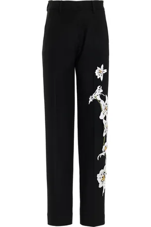 Oscar de la Renta Watercolor Bugle Bead Orchid Embroidered Pant - - US 6 - Moda Operandi