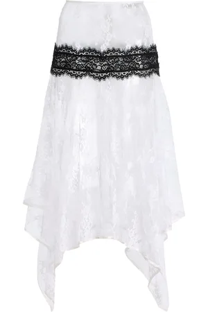 RODARTE Asymmetric Cotton-Blend Lace Midi Skirt - - US 0 - Moda Operandi