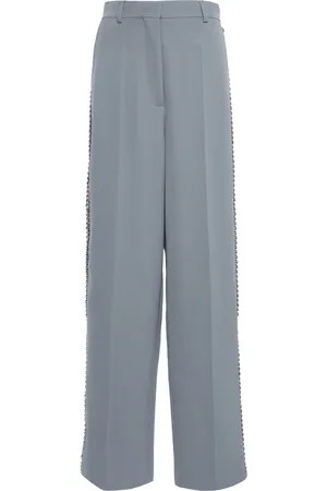 Stella McCartney Chain-Embellished Stretch-Wool Wide-Leg Pants - - IT 48 - Moda Operandi