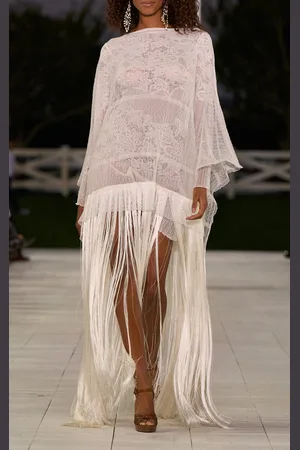 Ralph Lauren Fringed Lace Silk Maxi Dress - - S - Moda Operandi