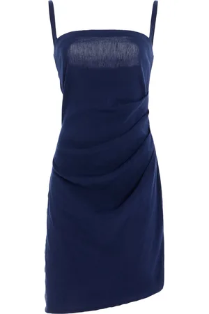 ANEMOS Nadege Asymetrical Draped Linen-Blend Mini Dress - - L - Moda Operandi