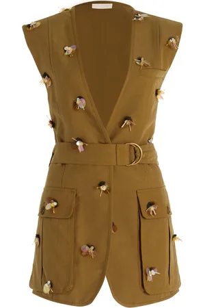 ULLA JOHNSON Twyla Embellished Cotton-Blend Utility Vest - - S - Moda Operandi