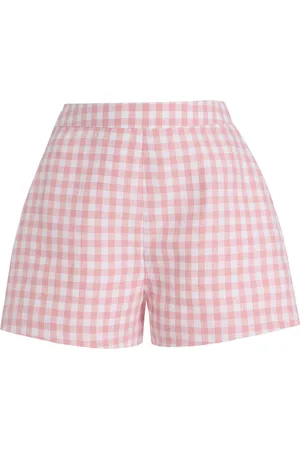 POSSE Exclusive Riviera Perri Checked Linen Shorts - - XS - Moda Operandi