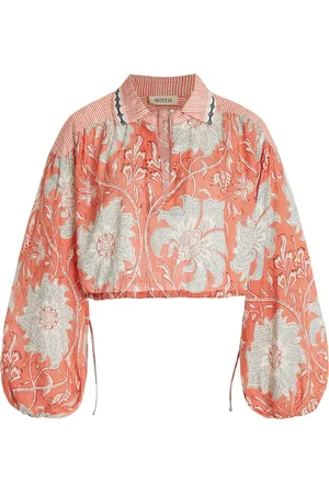BOTEH De Flore Collared Linen Crop Top - - 0 - Moda Operandi