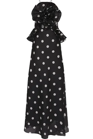 ZIMMERMANN Crush Rosette Polka-Dot Linen-Silk Maxi Dress - Black/white - 2 - Moda Operandi