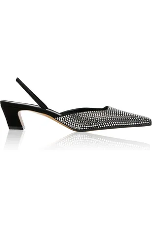 Khaite Roosevelt Crystal-Embellished Leather Slingback Pumps - - IT 36 - Moda Operandi