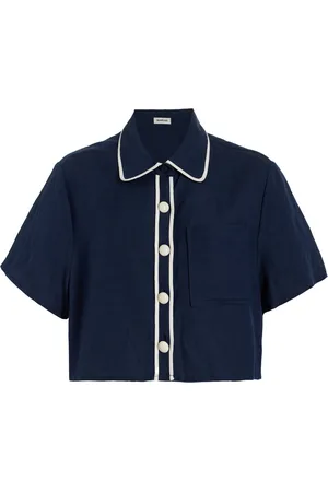 Simkhai Solange Cropped Linen-Blend Shirt - - L - Moda Operandi