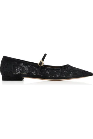 Gianvito Rossi Suede-Trimmed Lace Flats - - IT 36 - Moda Operandi