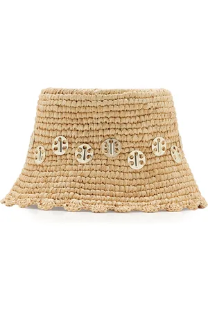 Paco rabanne Chainmail-Embellished Raffia Bucket Hat - - EU 56 - Moda Operandi