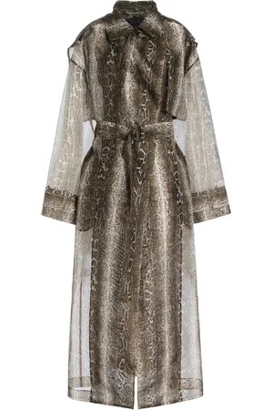 LAPOINTE Snake-Printed Organza Double-Breasted Trench Coat - - XS - Moda Operandi