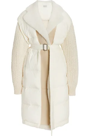 Moncler Shearling-Trimmed Down-Detailed Wool-Blend Long Cardigan - - M - Moda Operandi