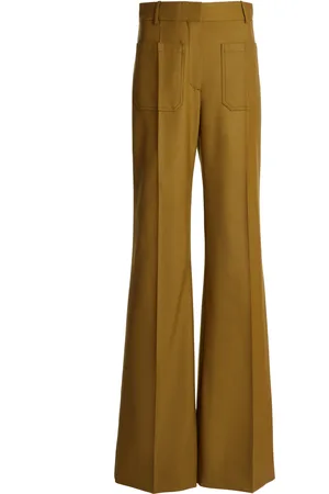 Victoria Beckham Alina High-Rise Wool Suiting Wide-Leg Pants - - UK 6 - Moda Operandi