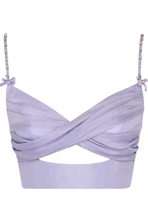 ZIMMERMANN Crush Twisted Linen-Silk Crop Top - - 0 - Moda Operandi