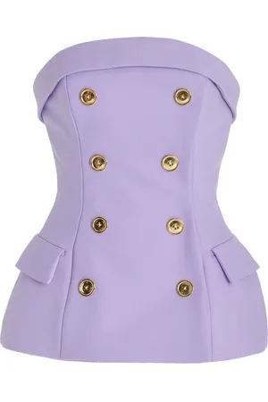 Sergio Hudson Double-Breasted Wool Bustier Top - - US 4 - Moda Operandi