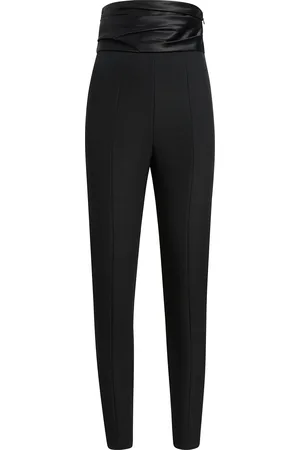 Khaite Lenro Ruched High-Rise Satin-Crepe Pants - - US 2 - Moda Operandi