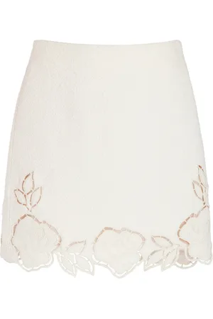 Oscar de la Renta Floral-Cutout Tweed Mini Skirt - - US 2 - Moda Operandi