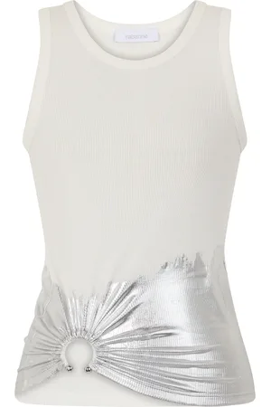 Paco rabanne Metallic-Detailed Stretch-Cotton Tank Top - - S - Moda Operandi