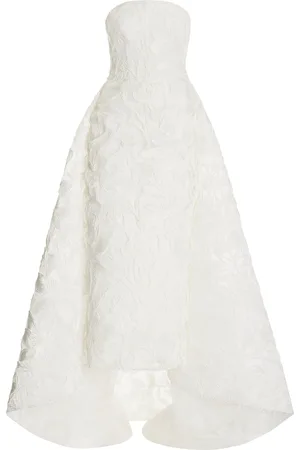 MONIQUE LHUILLIER Embroidered Tulle Tea Length Column Gown - - US 6 - Moda Operandi