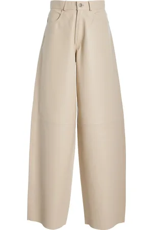 haikure Bethany Drop-Rise Leather Wide-Leg Jeans - - 28 - Moda Operandi