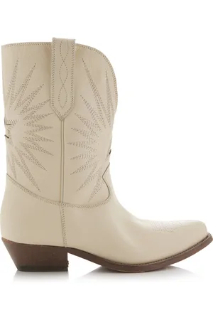 Golden Goose Wish Star Embroidered Leather Western Boots - - IT 36 - Moda Operandi